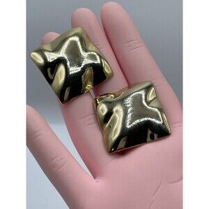 Vintage Bijoux Terner Gold Tone Abstract Square Stud Post Setting Earrings Bold